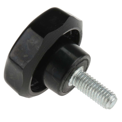 RS PRO Black Multiple Lobes Clamping Knob, M6, Threaded Stud