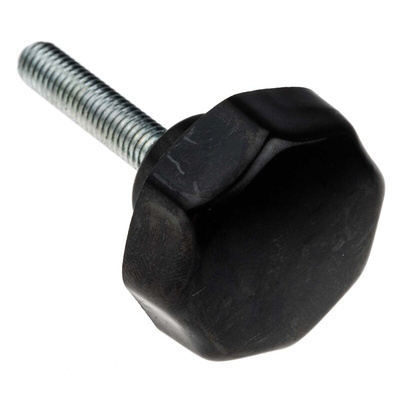 RS PRO Black Multiple Lobes Clamping Knob, M6, Threaded Stud