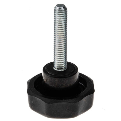 RS PRO Black Multiple Lobes Clamping Knob, M6, Threaded Stud