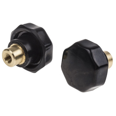 RS PRO Black Multiple Lobes Clamping Knob, M6, Threaded Hole