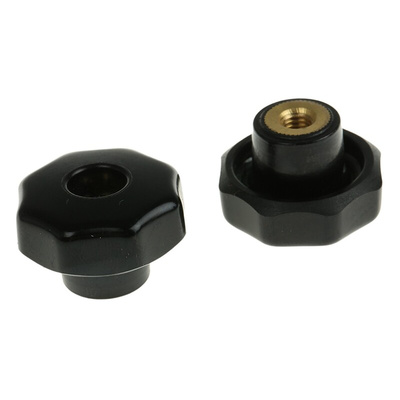 RS PRO Black Multiple Lobes Clamping Knob, M6, Threaded Through Hole
