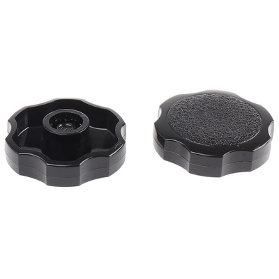 RS PRO Black Multiple Lobes Clamping Knob, M6, Unthreaded Hole