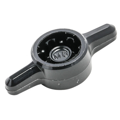 RS PRO Black 2-Arm Clamping Knob, M5, Unthreaded Hole