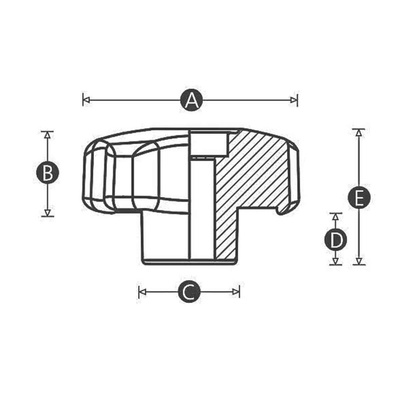 RS PRO Black Multiple Lobes Clamping Knob, M10, Threaded Through Hole