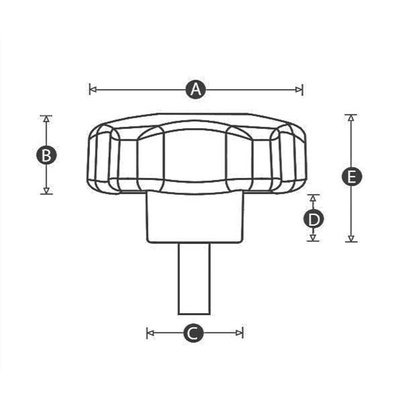 RS PRO Black Multiple Lobes Clamping Knob, M10, Threaded Stud