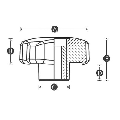 RS PRO Black Multiple Lobes Clamping Knob, M6, Threaded Through Hole