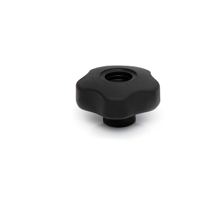 RS PRO Black Multiple Lobes Clamping Knob, M10, Threaded Through Hole
