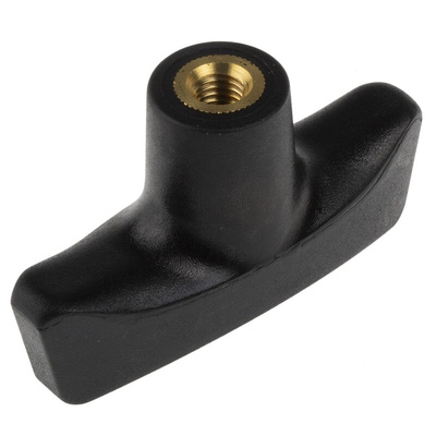 RS PRO Black 2-Arm Clamping Knob, M8, Threaded Hole
