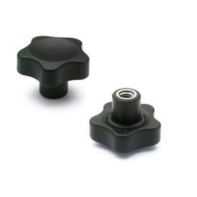 Elesa 166556 Black Glass Fibre Reinforced Polyamide Clamping Knob, M12 x 21, Threaded Hole