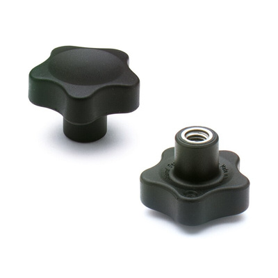 Elesa 166475 Black Glass Fibre Reinforced Polyamide Knob, M8, Threaded Hole