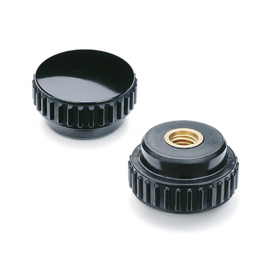 Elesa 2301 Black Duroplast Round Knob, M6, Blind Hole