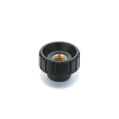 Elesa 6336 Black Polyamide Based Technopolymer Round Knob, M5, Threaded Through Hole
