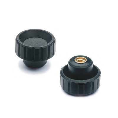 Elesa 6521 Black Polyamide Based Technopolymer Round Knob, M5, Blind Hole