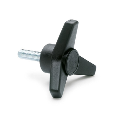 Elesa 65565 Black Glass Fibre Reinforced Polyamide Knob, M8 x 25, Threaded Stud