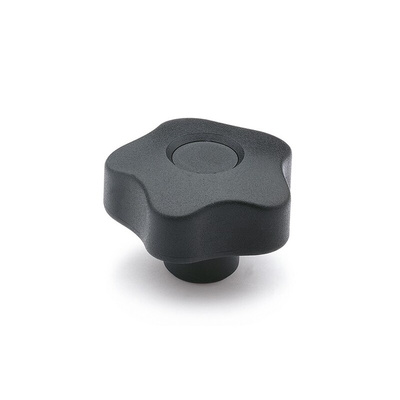 Elesa 69743-C9 Black Polypropylene Based Technopolymer Knob, M6, Threaded Through Hole