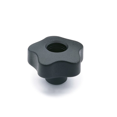 Elesa 69756 Black Polypropylene Based Technopolymer Knob, M8, Threaded Through Hole