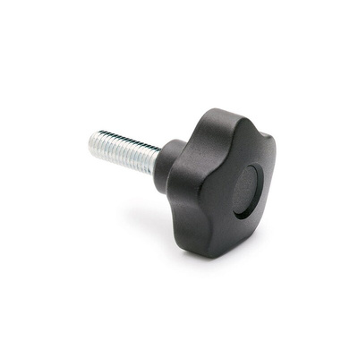 Elesa 69853-C9 Black Polypropylene Based Technopolymer Knob, M6 x 25, Threaded Stud