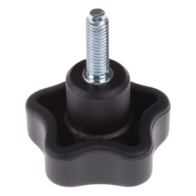 Elesa 69901 Black Multiple Lobes Clamping Knob, M6, Threaded Stud