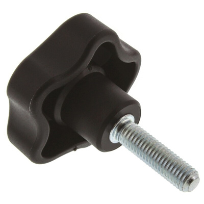 Elesa 69963 Black Multiple Lobes Clamping Knob, M8, Threaded Stud