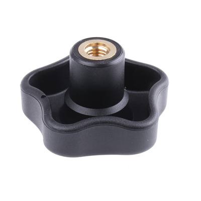 Elesa 70017 Black Multiple Lobes Clamping Knob, M10, Threaded Through Hole