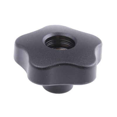 Elesa 70017 Black Multiple Lobes Clamping Knob, M10, Threaded Through Hole