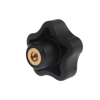 Elesa 69897 Black Multiple Lobes Clamping Knob, M6, Threaded Through Hole