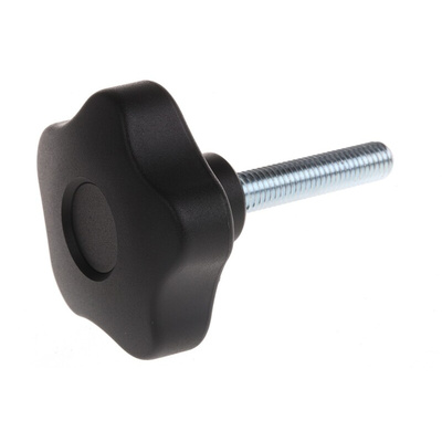 Elesa 70027 Black Multiple Lobes Clamping Knob, M10, Threaded Stud