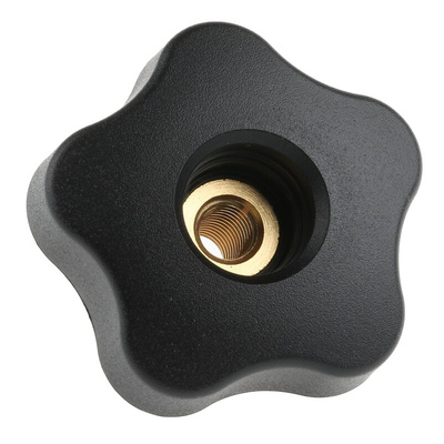 Elesa 69956 Black Multiple Lobes Clamping Knob, M8, Threaded Through Hole