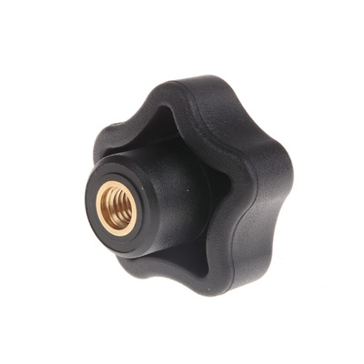 Elesa 69848 Black Multiple Lobes Clamping Knob, M6, Threaded Through Hole