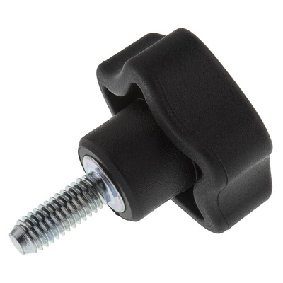 Elesa 69851 Black Multiple Lobes Clamping Knob, M6, Threaded Stud