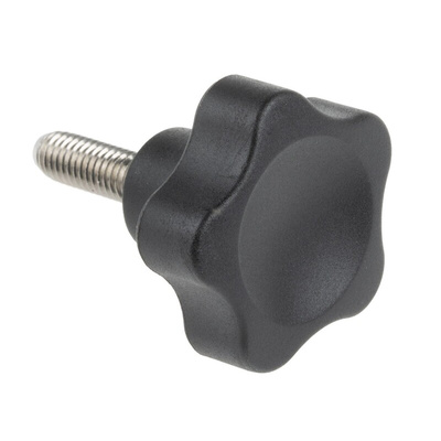 Elesa 166263 Black Multiple Lobes Clamping Knob, M6, Threaded Stud