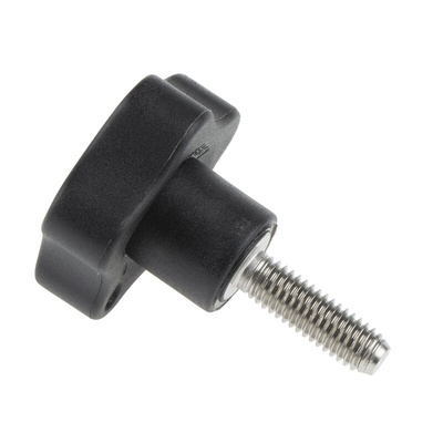 Elesa 166263 Black Multiple Lobes Clamping Knob, M6, Threaded Stud