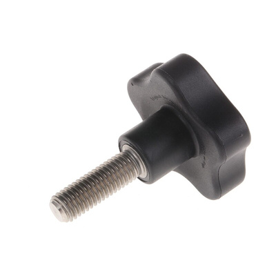 Elesa 166493 Black Multiple Lobes Clamping Knob, M10, Threaded Stud
