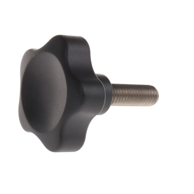 Elesa 166493 Black Multiple Lobes Clamping Knob, M10, Threaded Stud