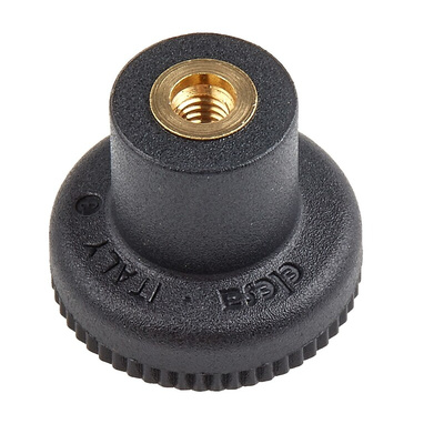 RS PRO Black Knurled Clamping Knob, M4, Threaded Hole