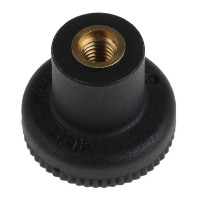 RS PRO Black Knurled Clamping Knob, M5, Threaded Hole