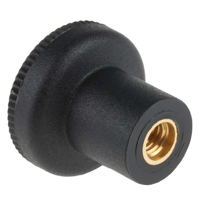 RS PRO Black Knurled Clamping Knob, M6, Threaded Hole