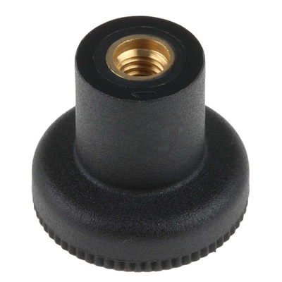 RS PRO Black Knurled Clamping Knob, M6, Threaded Hole