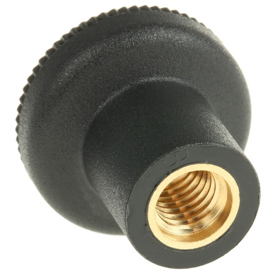 RS PRO Black Knurled Clamping Knob, M8, Threaded Hole