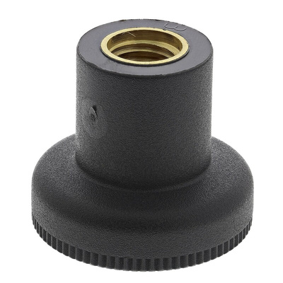 RS PRO Black Knurled Clamping Knob, M10, Threaded Hole