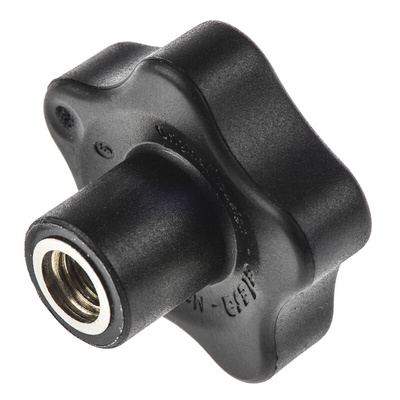 Elesa 166346 Black Multiple Lobes Clamping Knob, M8, Threaded Hole