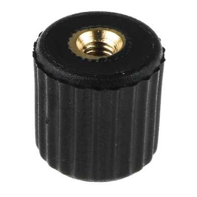 RS PRO Black Knurled Clamping Knob, M4, Threaded Hole