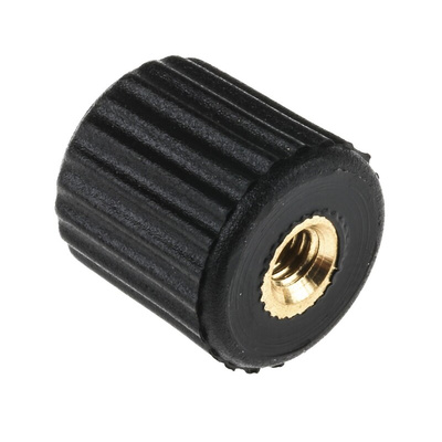 RS PRO Black Knurled Clamping Knob, M4, Threaded Hole