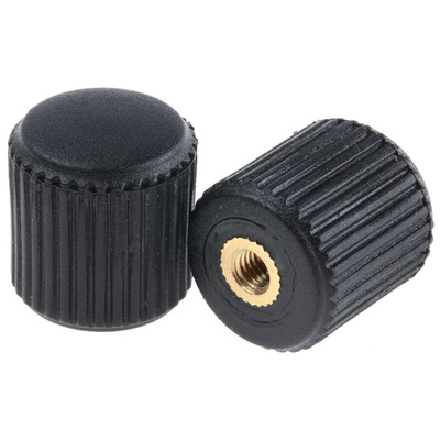 RS PRO Black Knurled Clamping Knob, M5, Threaded Hole