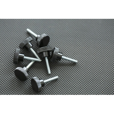RS PRO Black Knurled Clamping Knob, M4, Threaded Stud