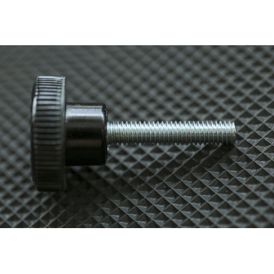 RS PRO Black Knurled Clamping Knob, M4, Threaded Stud