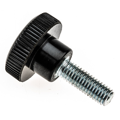 RS PRO Black Knurled Clamping Knob, M5, Threaded Stud