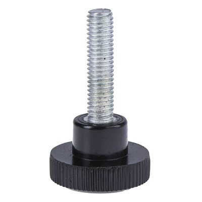 RS PRO Black Knurled Clamping Knob, M5, Threaded Stud
