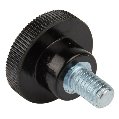 RS PRO Black Knurled Clamping Knob, M6, Threaded Stud