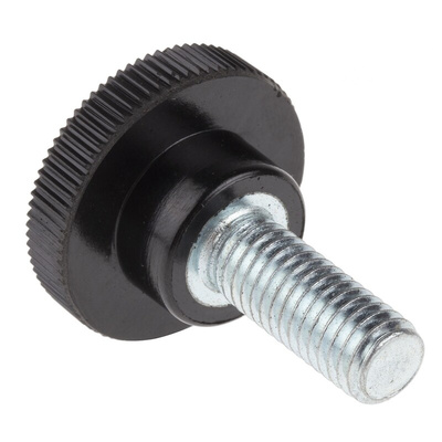 RS PRO Black Knurled Clamping Knob, M8, Threaded Stud